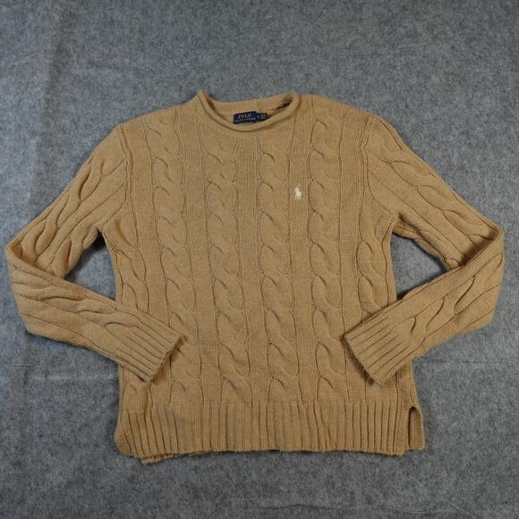 Polo by Ralph Lauren Sweaters - Ralph Lauren Sweater Womens Medium Cable Knit Fisherman Crew Neck Cashmere Wool